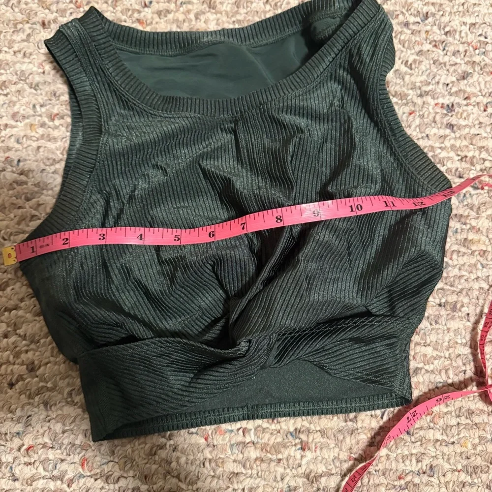 Aerie Set Ribbed Shine Crossover Legging & Twist Front Sport Bra Tank Size Small